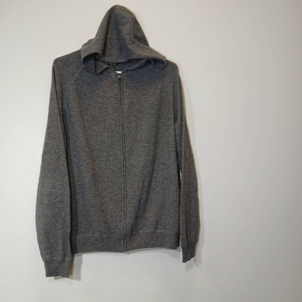 Massimo dutti womens xl full zip hoodie sweater wool cashmere gray